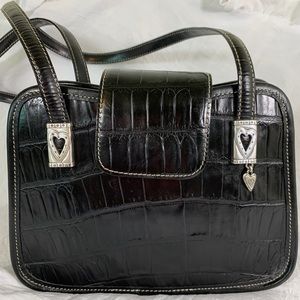 Brighton Women's Black Croc Embossed Leather Purse